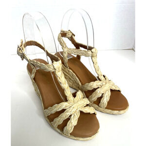 Andre Assous Madina Natural Espadrille Sandal Size 6 US 36 EU Made In Spain